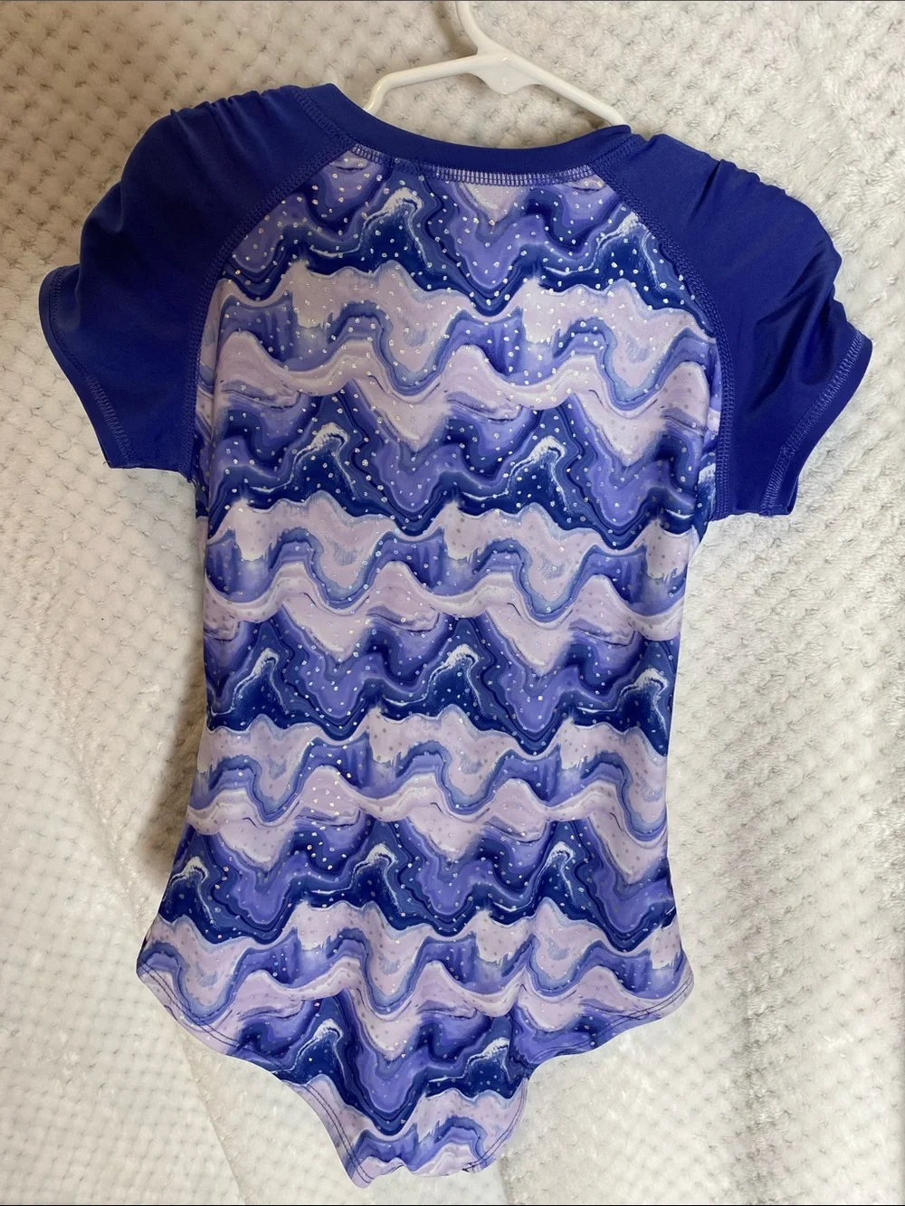 Under Armour Girls Blue Purple Wave Front-Zip Rashguard One-Piece Swimsuit